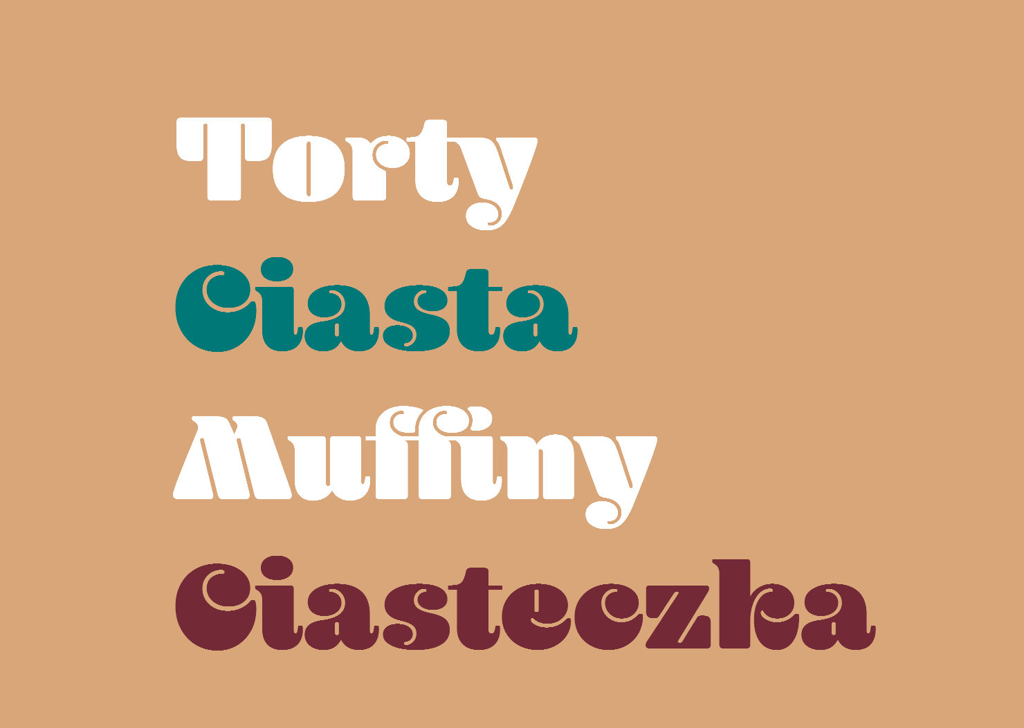 
Torty
Ciasta
Muffiny
Ciasteczka